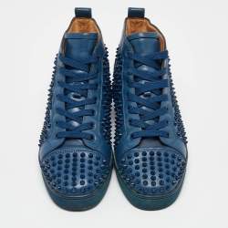 Christian Louboutin Blue Leather Louis Spikes High Top Sneakers Size 41