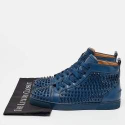 Christian Louboutin Blue Leather Louis Spikes High Top Sneakers Size 41