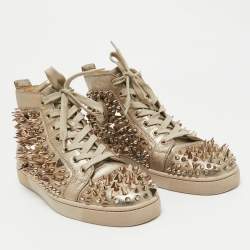 Christian Louboutin Gold Leather Pik Pik Louis High Top Sneakers Size 43