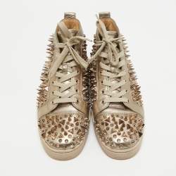 Christian Louboutin Gold Leather Pik Pik Louis High Top Sneakers Size 43