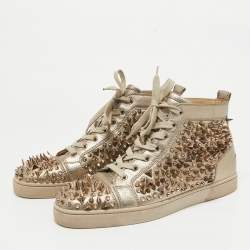 Christian Louboutin Gold Leather Pik Pik Louis High Top Sneakers Size 43