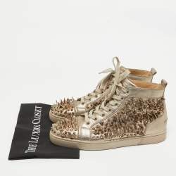 Christian Louboutin Gold Leather Pik Pik Louis High Top Sneakers Size 43