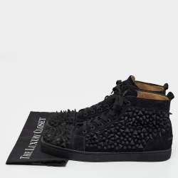 Christian Louboutin Black Suede Louis Pik Pik Sneakers Size 45.5