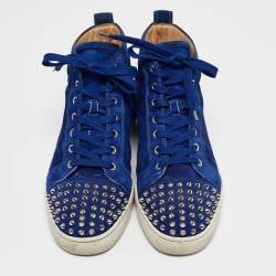 Christian Louboutin Blue Suede Lou Spikes Sneakers Size 41