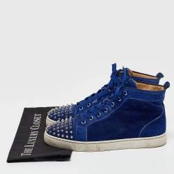 Christian Louboutin Blue Suede Lou Spikes Sneakers Size 41