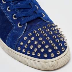 Christian Louboutin Blue Suede Lou Spikes Sneakers Size 41