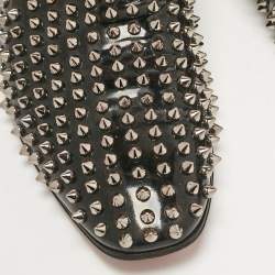 Christian Louboutin Black/Brown Leopard Print Patent Leather Dandelion Spikes Smoking Slippers Size 43