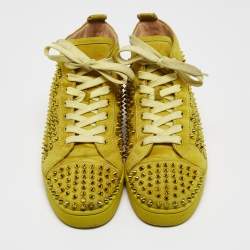 Christian Louboutin Yellow Suede Louis Spikes High Top Sneakers Size 43