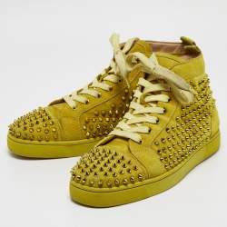 Christian Louboutin Yellow Suede Louis Spikes High Top Sneakers Size 43