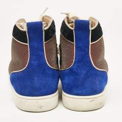 Christian Louboutin Multicolor Leather and Suede Lou Spikes High Top Sneakers Size 46