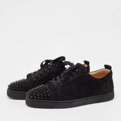 Christian Louboutin Black Suede Louis Junior Spikes Sneakers Size 44