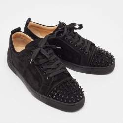 Christian Louboutin Black Suede Louis Junior Spikes Sneakers Size 44