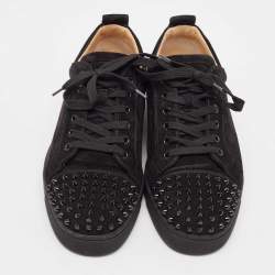 Christian Louboutin Black Suede Louis Junior Spikes Sneakers Size 44