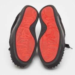 Christian Louboutin Black Suede Louis Junior Spikes Sneakers Size 44