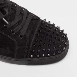 Christian Louboutin Black Suede Louis Junior Spikes Sneakers Size 44