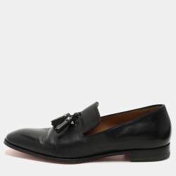 Christian Louboutin Black Leather Dandelion Tassel Loafers Size 45