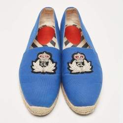 Christian Louboutin Blue Canvas Nanou Orlato Slip On Espadrille Size 46