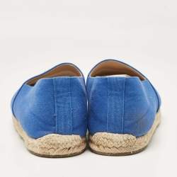 Christian Louboutin Blue Canvas Nanou Orlato Slip On Espadrille Size 46