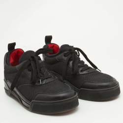 Christian Louboutin Black Canvas and Leather Happyrui Lace Up Sneakers Size 40