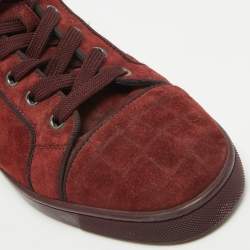 Pre Owned Christian Louboutin Burgundy Suede Louis High Top Sneakers Size 40