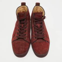 Pre Owned Christian Louboutin Burgundy Suede Louis High Top Sneakers Size 40