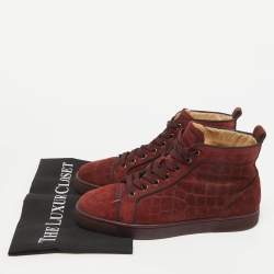 Pre Owned Christian Louboutin Burgundy Suede Louis High Top Sneakers Size 40