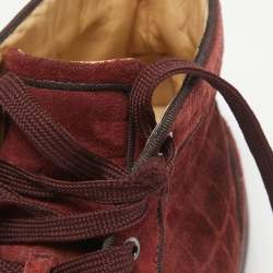 Pre Owned Christian Louboutin Burgundy Suede Louis High Top Sneakers Size 40
