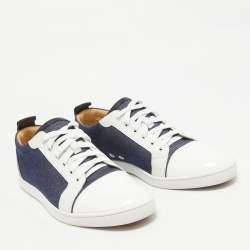 Christian Louboutin Tricolor Denim and Patent Leather Gondolier Sneakers Size 43