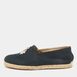 Christian Louboutin Navy Blue Canvas Nanou Orlato Espadrille Flats Size 43