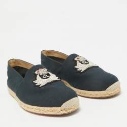 Christian Louboutin Navy Blue Canvas Nanou Orlato Espadrille Flats Size 43