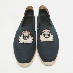 Christian Louboutin Navy Blue Canvas Nanou Orlato Espadrille Flats Size 43