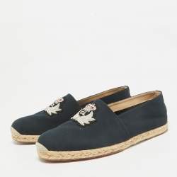 Christian Louboutin Navy Blue Canvas Nanou Orlato Espadrille Flats Size 43
