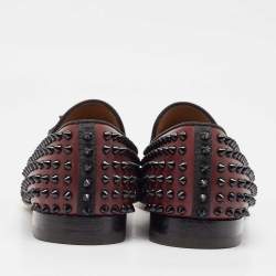 Christian Louboutin Black/Burgundy Suede and Leather Tassilo Loafers Size 43