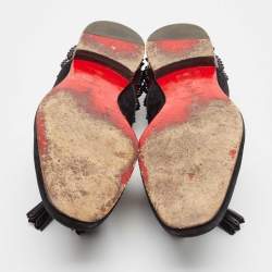 Christian Louboutin Black/Burgundy Suede and Leather Tassilo Loafers Size 43