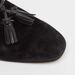 Christian Louboutin Black/Burgundy Suede and Leather Tassilo Loafers Size 43