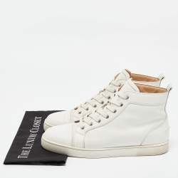 Pre Owned Christian Louboutin White Leather Louis High Top Sneakers Size 44