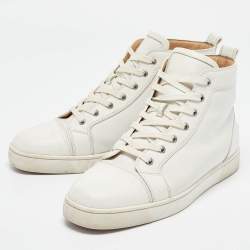 Pre Owned Christian Louboutin White Leather Louis High Top Sneakers Size 44