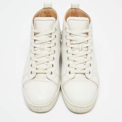 Pre Owned Christian Louboutin White Leather Louis High Top Sneakers Size 44