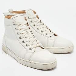 Pre Owned Christian Louboutin White Leather Louis High Top Sneakers Size 44