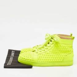 Pre Owned Christian Louboutin Green Leather Louis Spikes High Top Sneakers Size 44