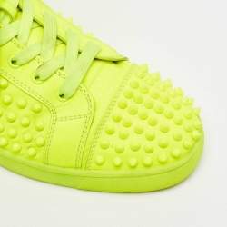 Pre Owned Christian Louboutin Green Leather Louis Spikes High Top Sneakers Size 44