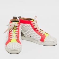 Christian Louboutin Multicolor Leather Louis Spikes High Top Sneakers Size 43.5