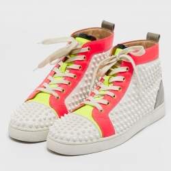 Christian Louboutin Multicolor Leather Louis Spikes High Top Sneakers Size 43.5