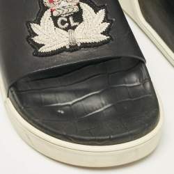Christian Louboutin Black Leather Beau Pool Slide Sandals Size 41.5