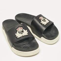 Christian Louboutin Black Leather Beau Pool Slide Sandals Size 41.5