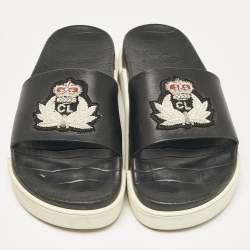 Christian Louboutin Black Leather Beau Pool Slide Sandals Size 41.5