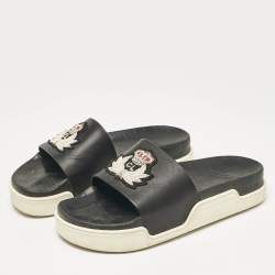 Christian Louboutin Black Leather Beau Pool Slide Sandals Size 41.5