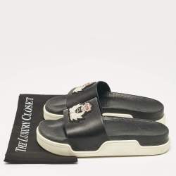 Christian Louboutin Black Leather Beau Pool Slide Sandals Size 41.5