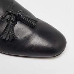 Christian Louboutin Black Leather and Suede Spikes Smoking Slippers Size 44.5