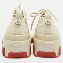 Christian Louboutin Cream Canvas Panamic Lace Up Sneakers Size 42